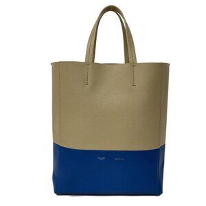 Celine Tote Vertical Cabas Mall Beige Blue Leather Beige X Blue